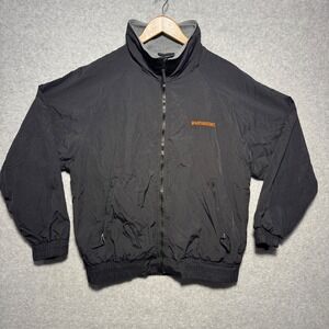 Whataburger Mens Medium Black Fleece Lined Full Zip Windbreaker Jacket